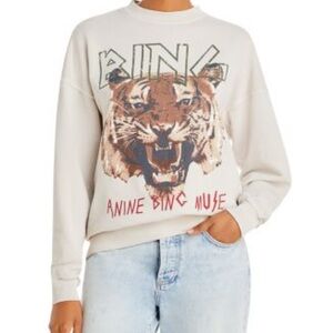 Anine Bing Cream Tiger Graphic Sweatshirt